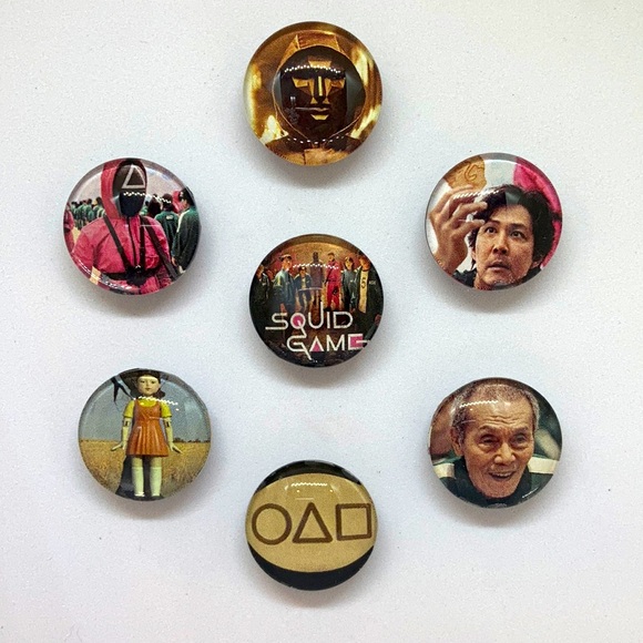 Squid Game Fridge Magnets - Handmade Set of 7, Iconic Symbols & Characters - Picture 1 of 9